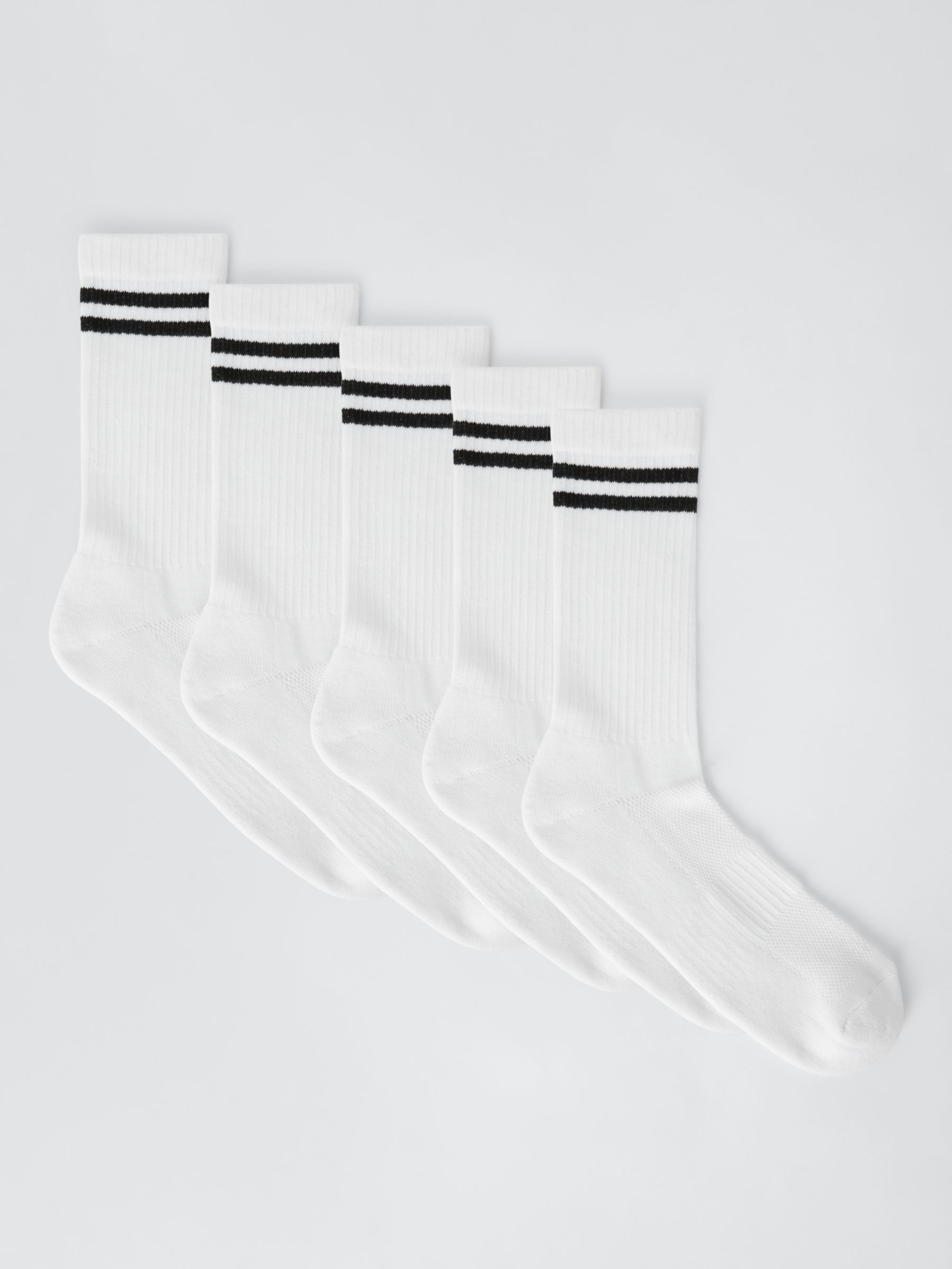 Buy John Lewis ANYDAY Stripe Tube Socks, Pack of 5, White/Black Online at johnlewis.com