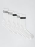 John Lewis ANYDAY Stripe Tube Socks, Pack of 5, White/Black