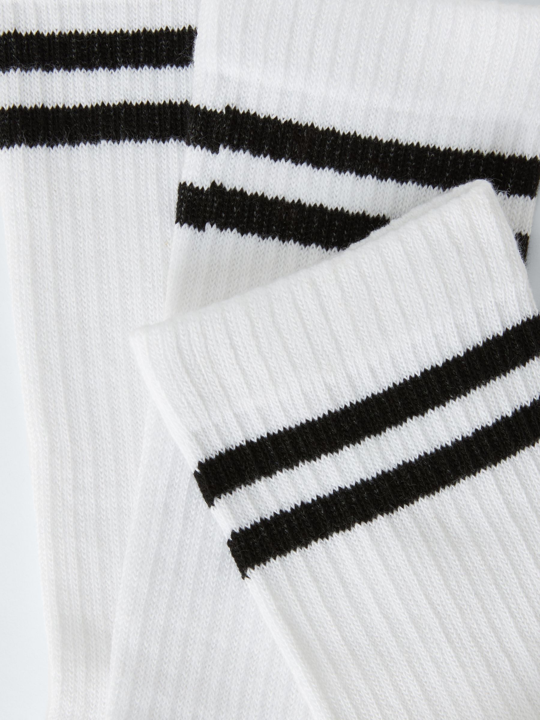 John Lewis ANYDAY Stripe Tube Socks, Pack of 5, White/Black, S