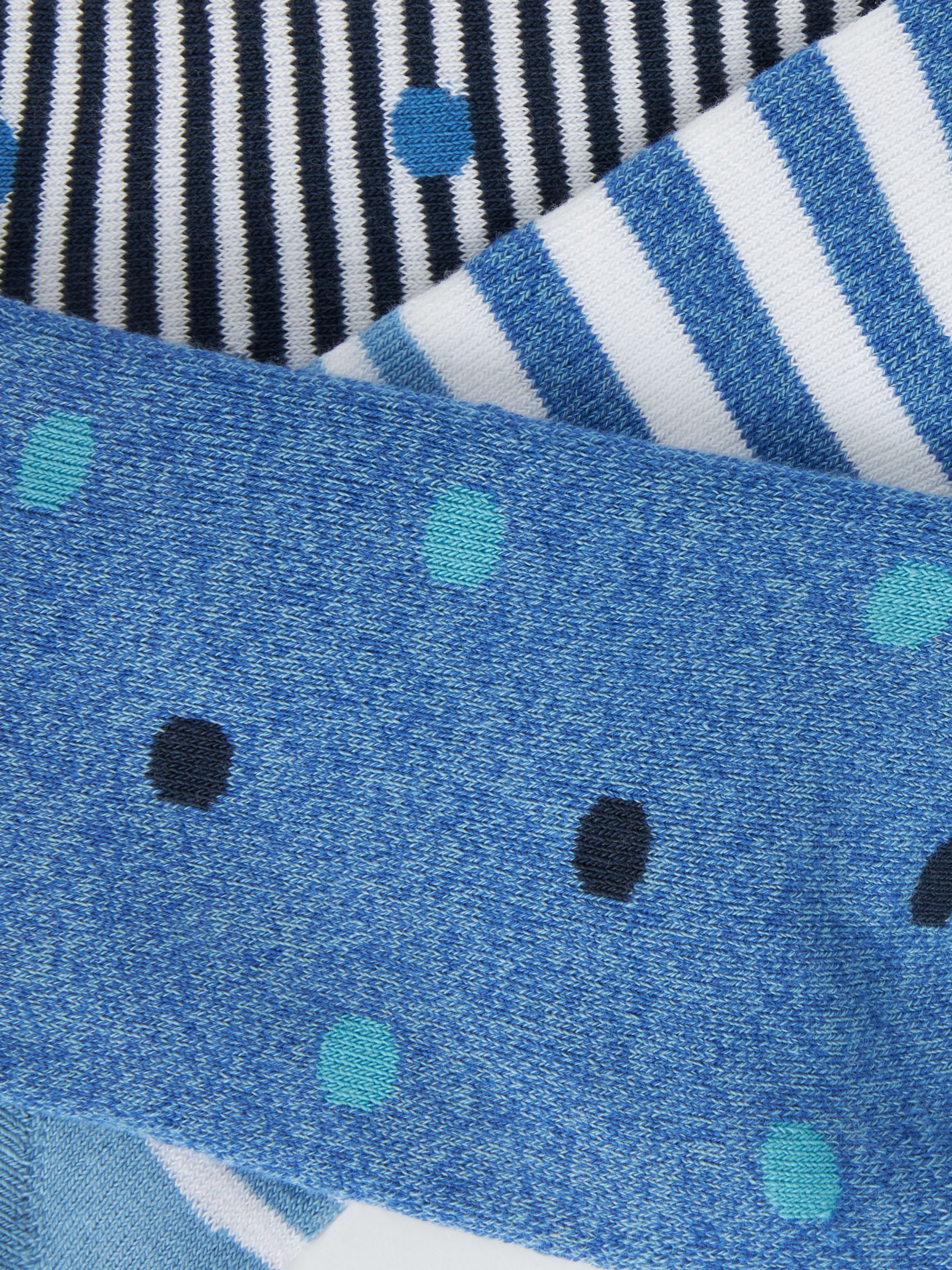 Buy John Lewis Spot & Stripe Trainer Socks, Pack of 3, Blue/Multi Online at johnlewis.com