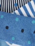 John Lewis Spot & Stripe Trainer Socks, Pack of 3, Blue/Multi