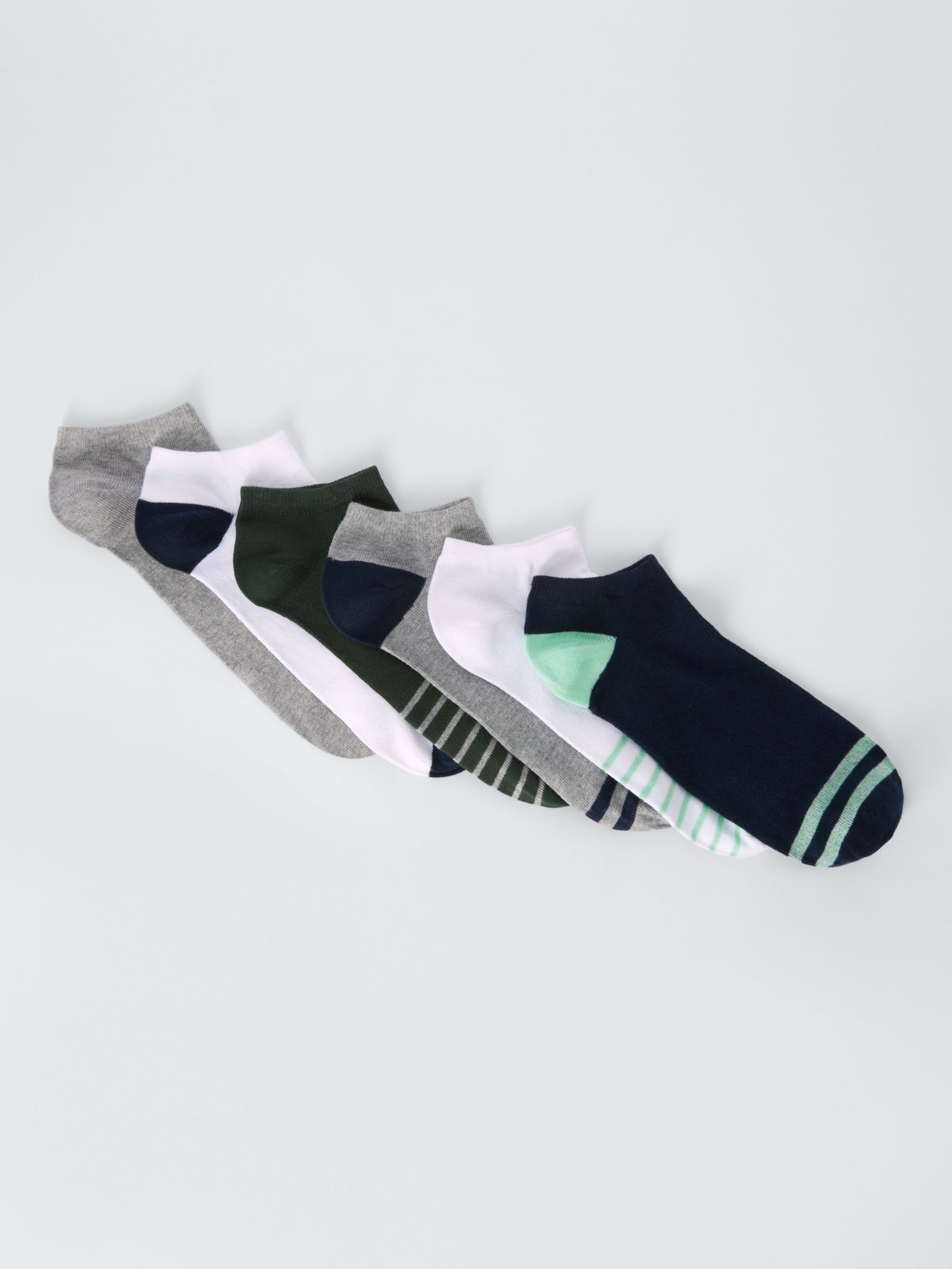 Buy John Lewis ANYDAY Multi Stripe Ankle Socks, Pack of 7, Green/Multi Online at johnlewis.com
