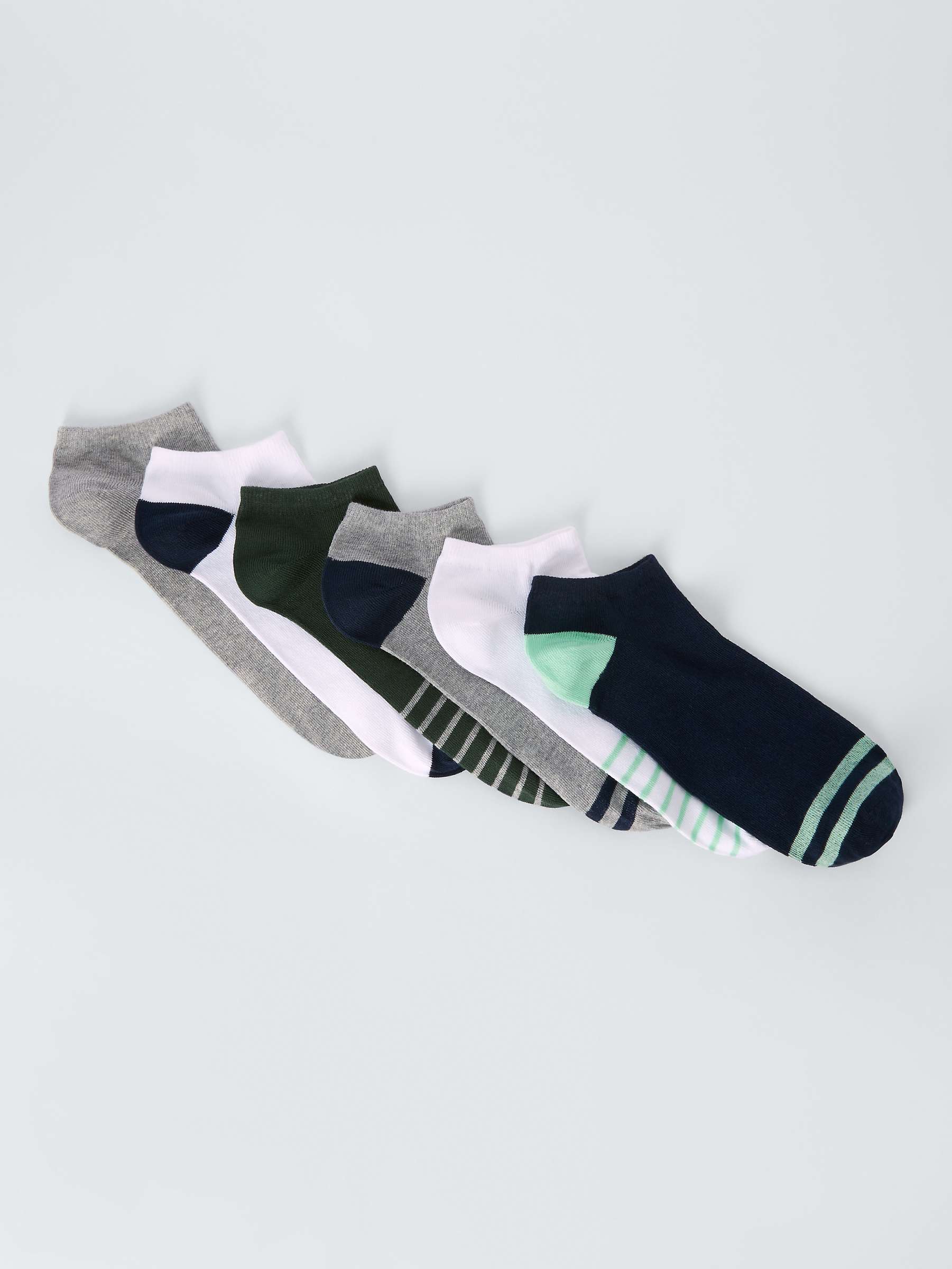 Buy John Lewis ANYDAY Multi Stripe Ankle Socks, Pack of 7, Green/Multi Online at johnlewis.com