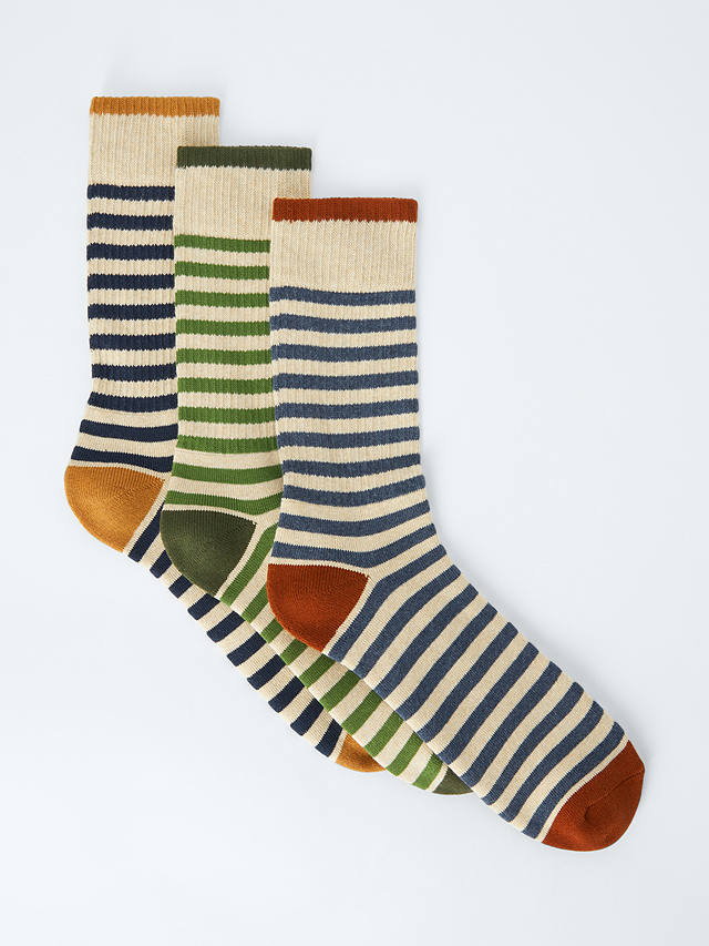John Lewis Breton Stripe Socks, Pack of 3, Multi