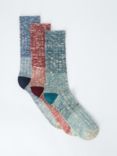 John Lewis Organic Cotton Blend Socks, Pack of 3, Blue/Multi