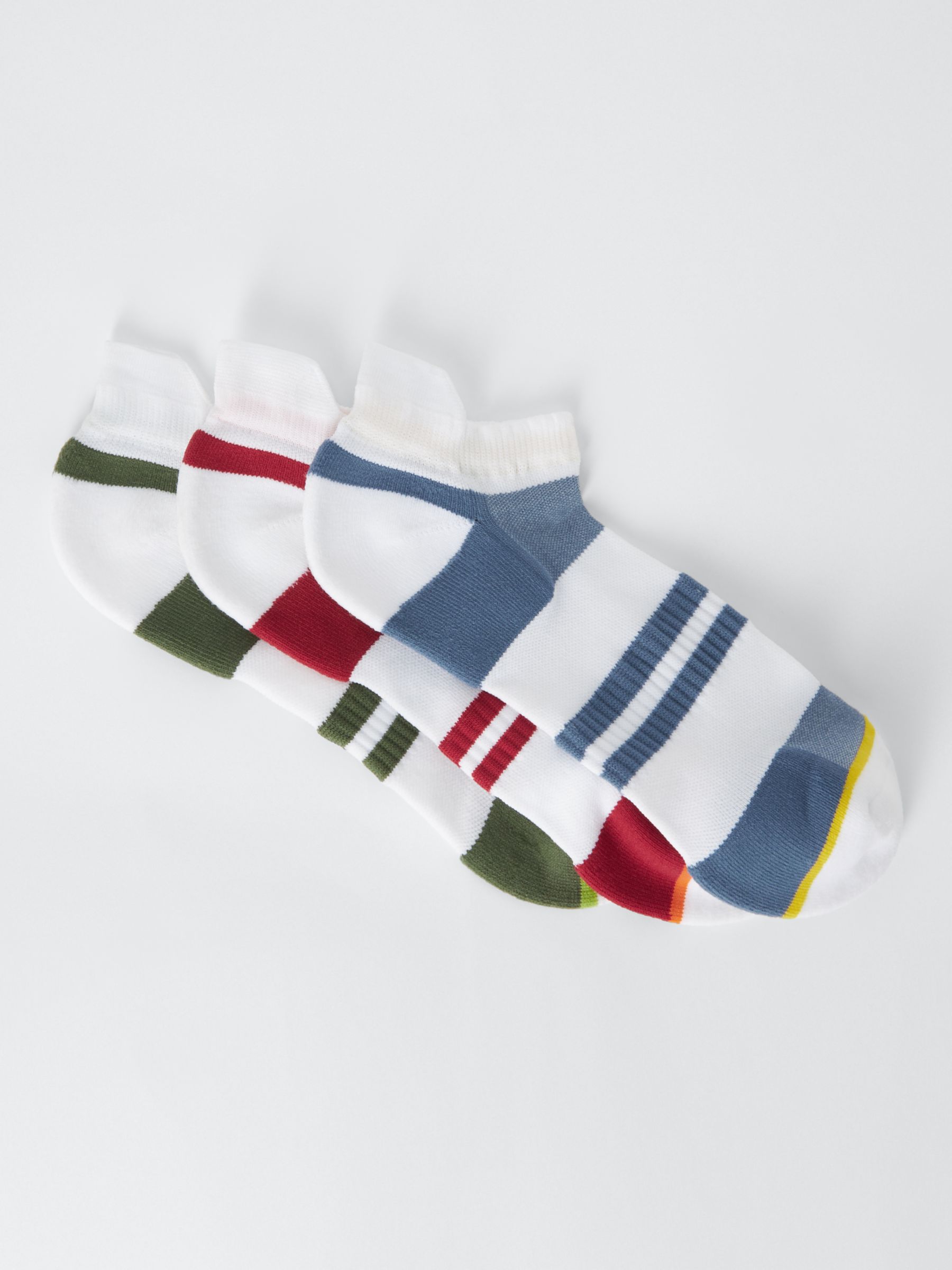 John Lewis Nylon Ankle Socks, Pack of 3, Multi, S
