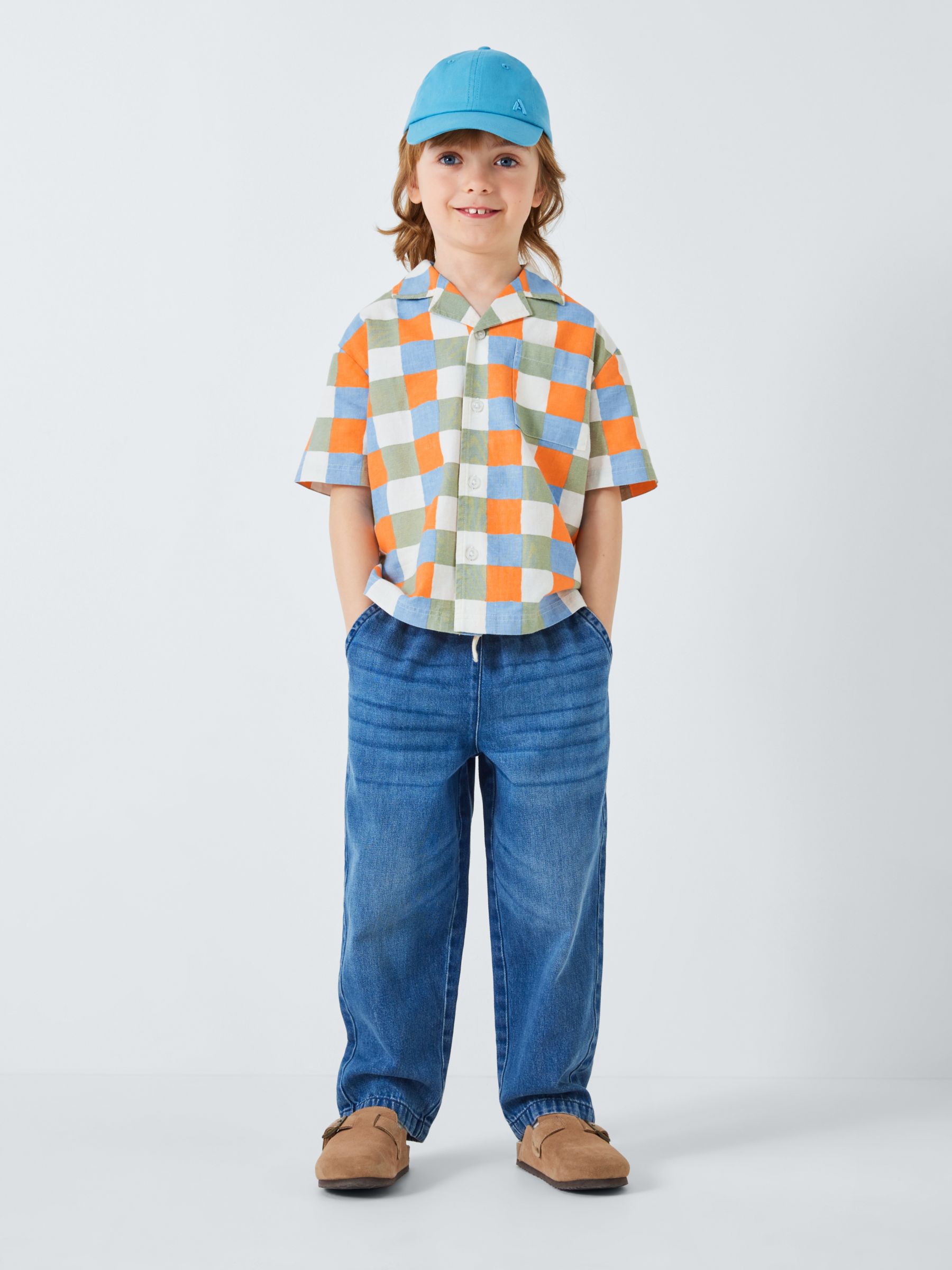John Lewis ANYDAY Checkerboard Shirt Sleeve Shirt, Multi, 7 years