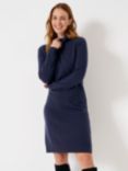 Crew Clothing Cashmere Blend Libby Roll Neck Knit Dress, Navy Blue