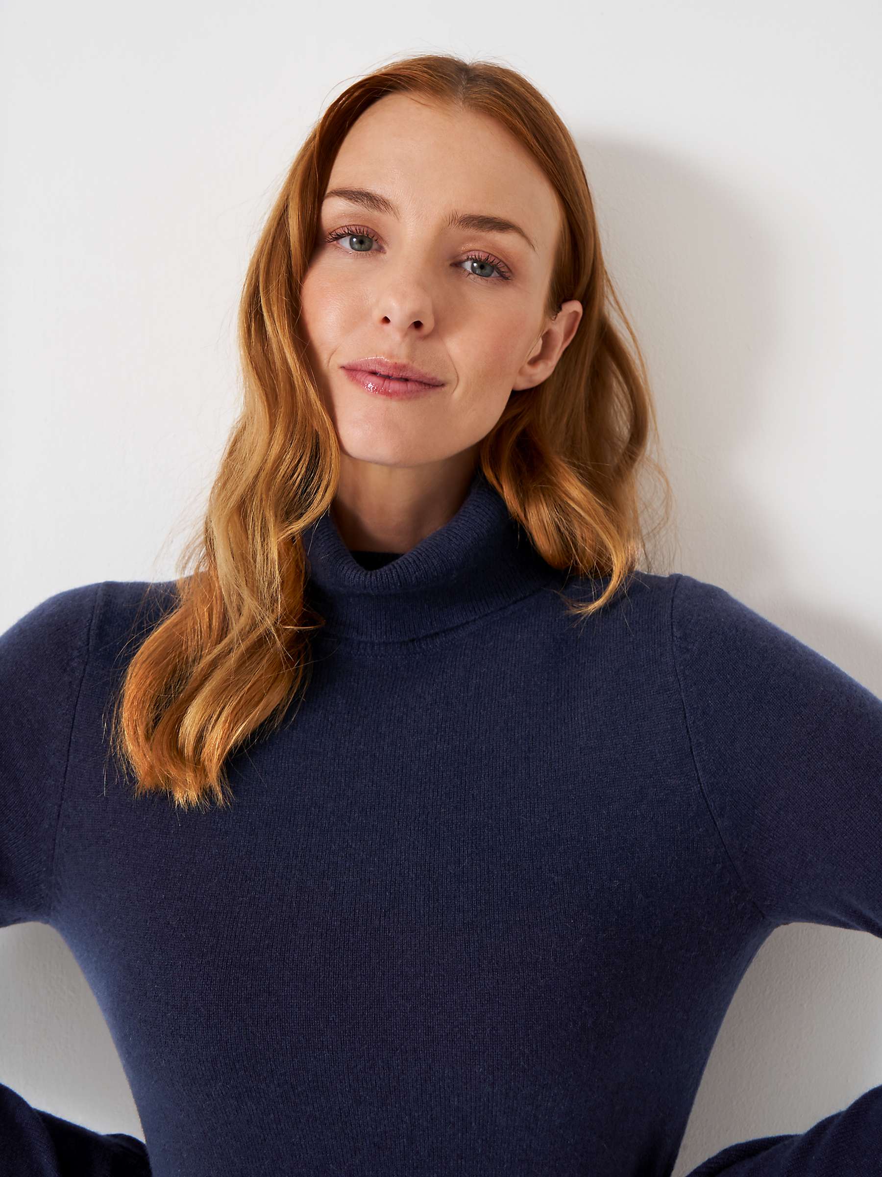 Buy Crew Clothing Cashmere Blend Libby Roll Neck Knit Dress, Navy Blue Online at johnlewis.com