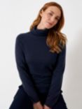 Crew Clothing Libby Cashmere and Wool Blend Roll Neck Jumper, Navy Blue