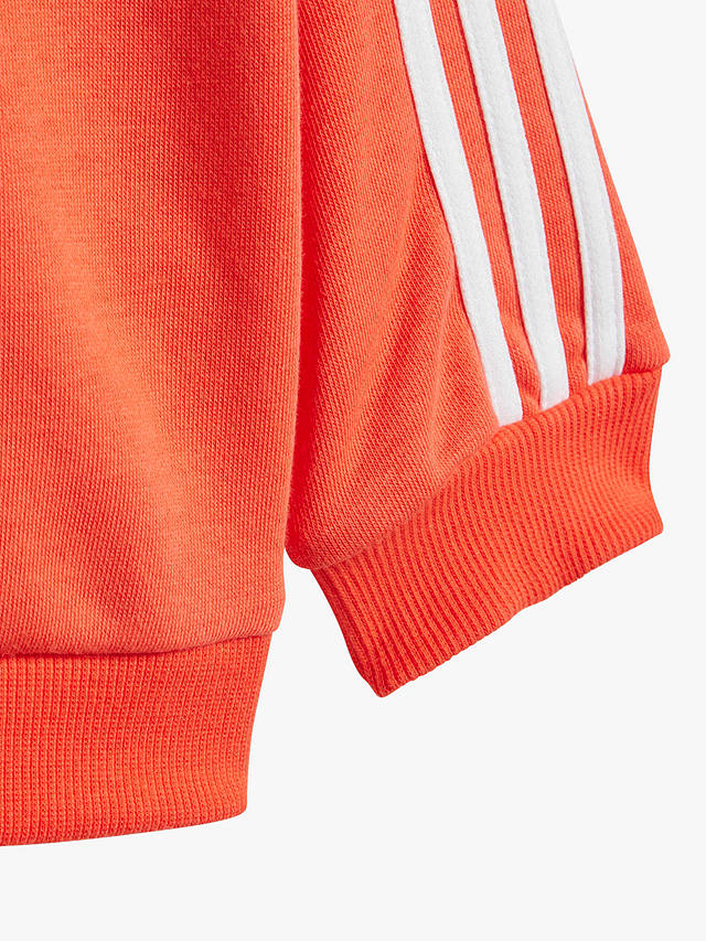 adidas Baby Essentials 3 Stripes Jumper & Joggers Set, Red/White