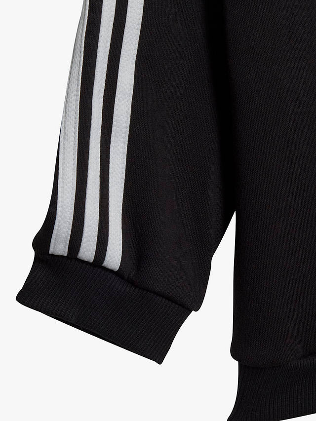 adidas Baby Essentials Three Stripes Full Zip Hoodie & Joggers Set, Black/White