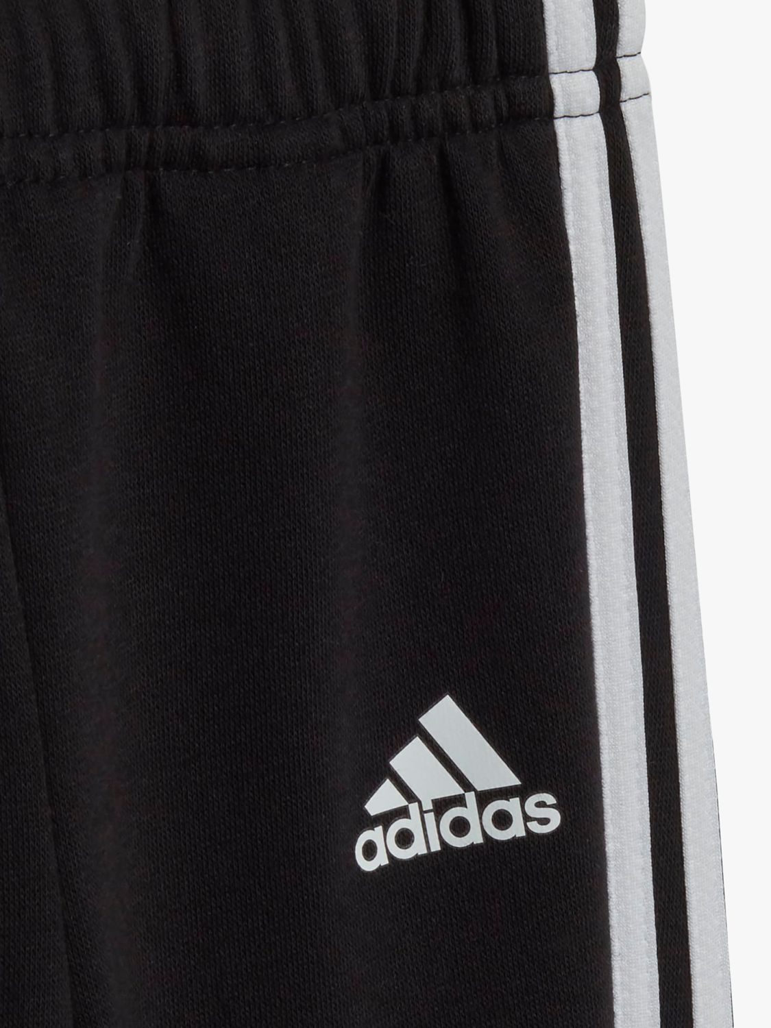 adidas Baby Essentials Three Stripes Full Zip Hoodie & Joggers Set, Black/White, 2-3 years