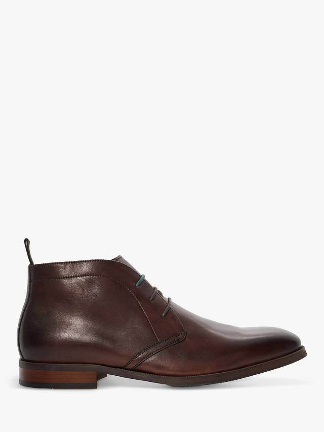 Dune Marvinn Leather Lace Up Chukka Boots, Brown at John Lewis & Partners