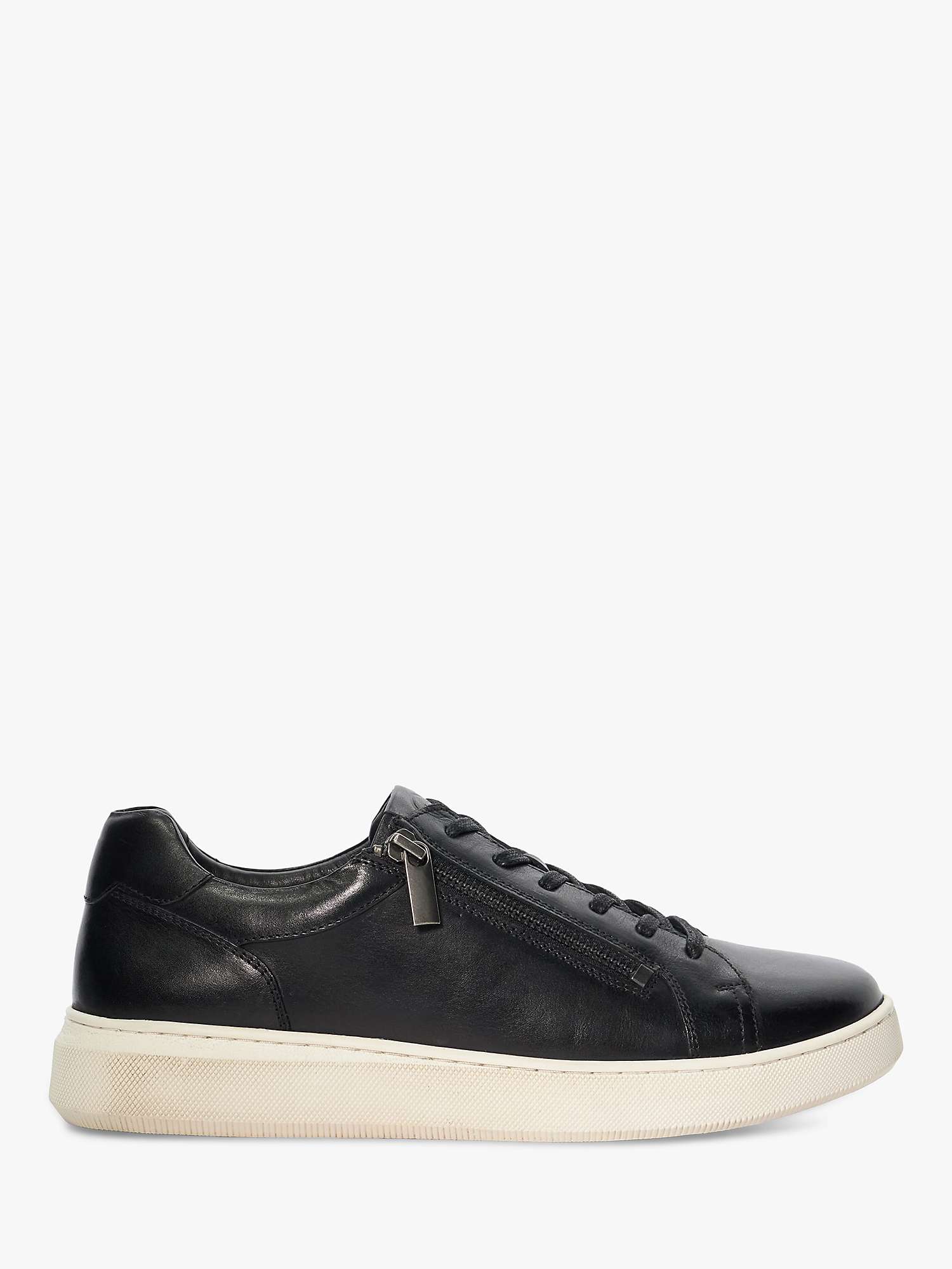 Buy Dune Tribute Leather Zip Detail Trainers, Black Online at johnlewis.com