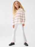 Mango Kids' Aysha Stripe Knitted Jumper, Pink/White
