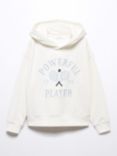 Mango Kids' Powerful Player Logo Hoodie, Natural White