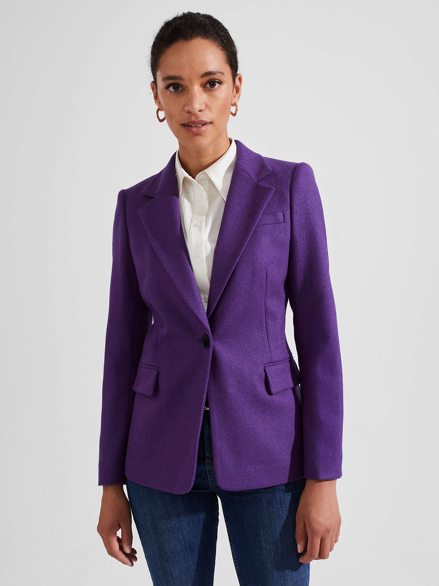 Buy Hobbs Petite Jess Wool Jacket, Indigo Purple Online at johnlewis.com