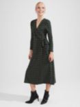 Hobbs Petite Kataline Abstract Print Midi Wrap Dress, Black/Multi, Black/Multi