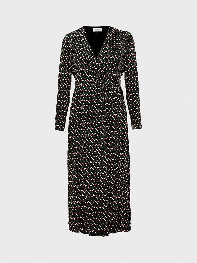 Hobbs Petite Kataline Abstract Print Midi Wrap Dress, Black/Multi