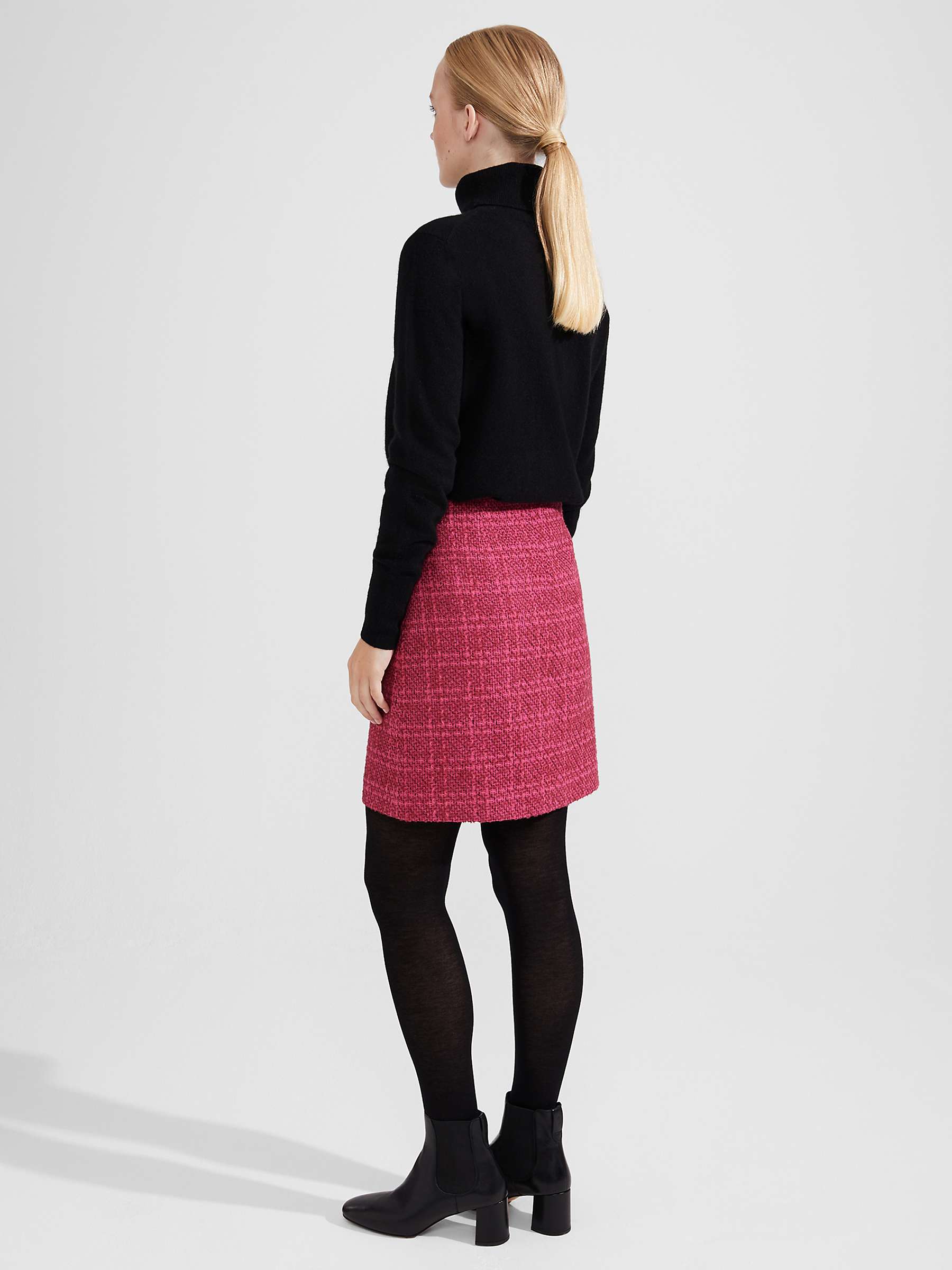 Buy Hobbs Ramona Cotton Blend Tweed Skirt, Berry Online at johnlewis.com