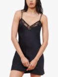 Chantelle Orchids Satin Chemise, Black