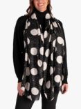 chesca Large Spot with Speckles Printed Scarf, Black/Gold