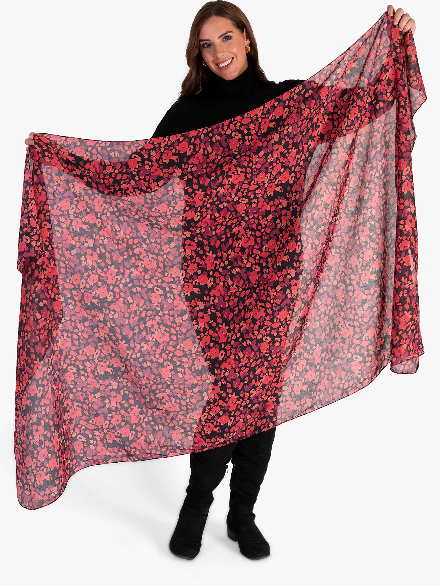 Buy chesca Abstract Floral Leopard Print Scarf, Berry Online at johnlewis.com