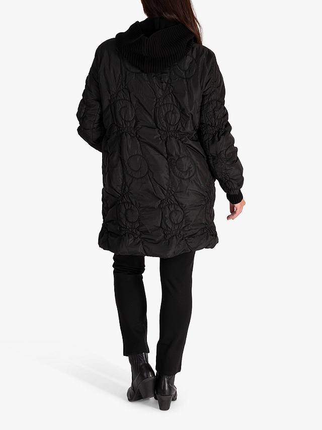 chesca Quilted Embroidered Coat, Black