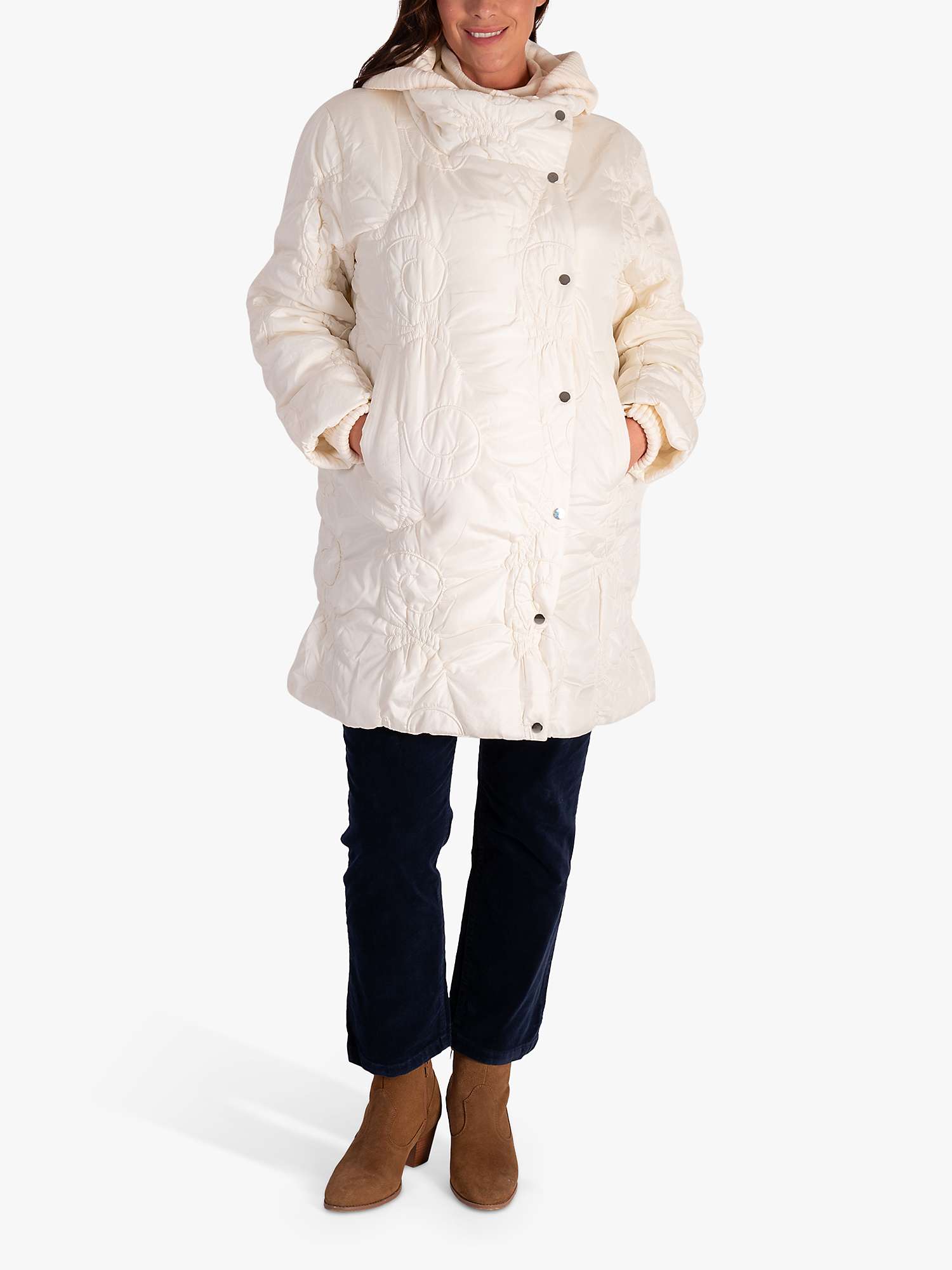 Buy chesca Quilted Embroidered Coat, Cream Online at johnlewis.com