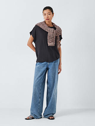 AND/OR Della Linen T-Shirt, Charcoal
