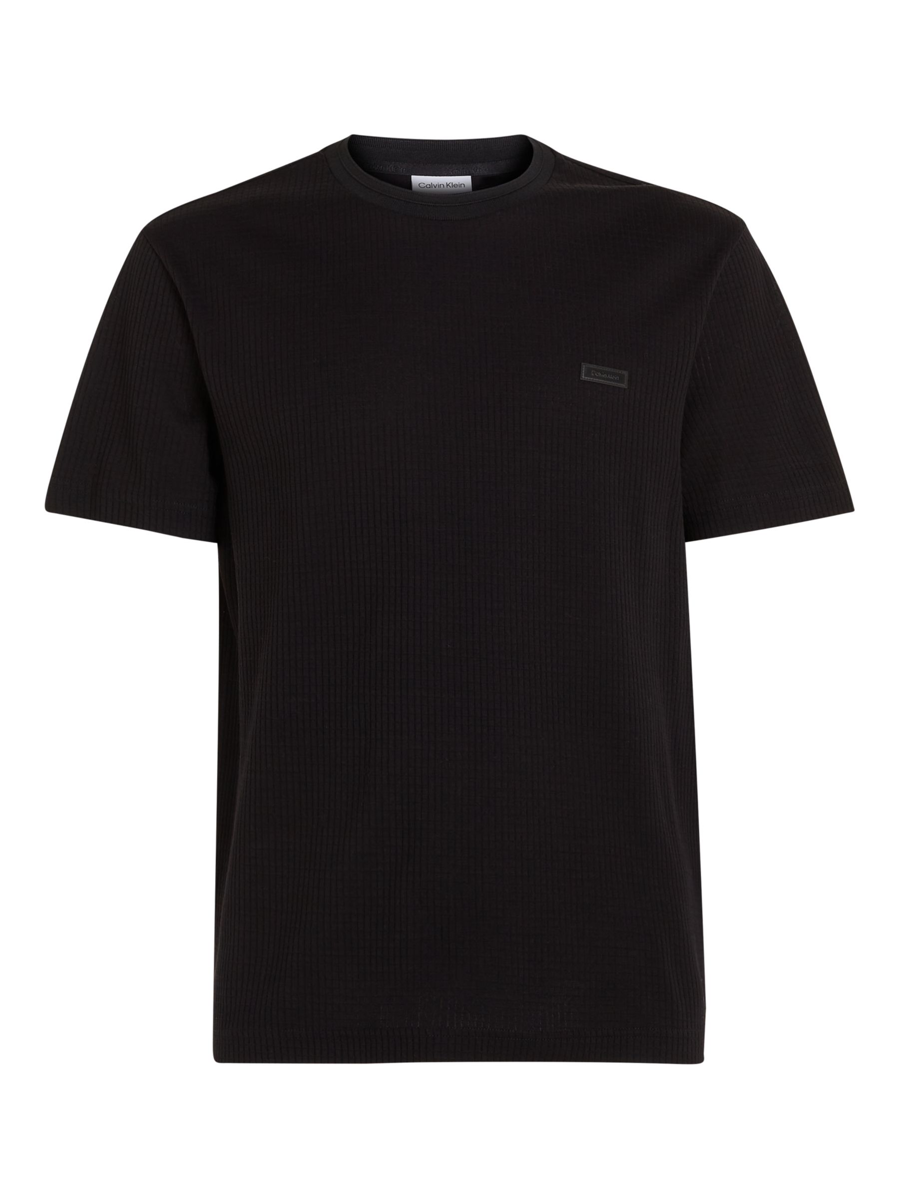 Buy Calvin Klein Waffle Short Sleeve T-Shirt, Black Online at johnlewis.com