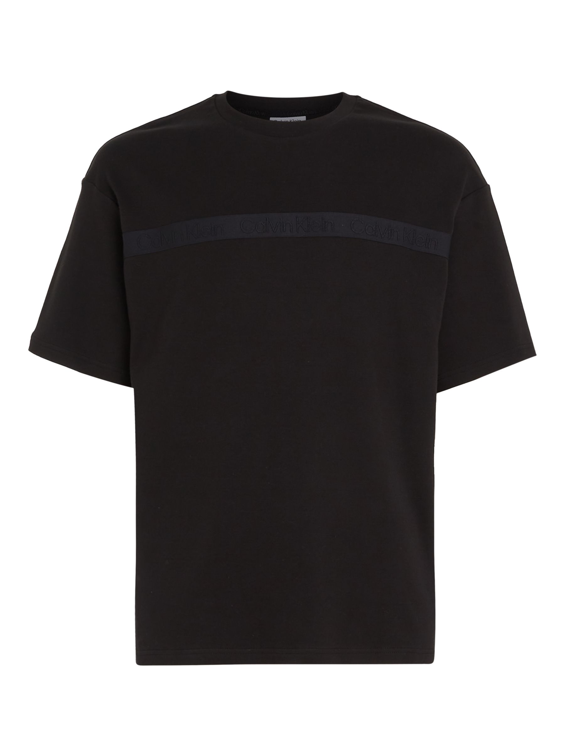 Calvin Klein Logo Tape T-Shirt, Black at John Lewis & Partners