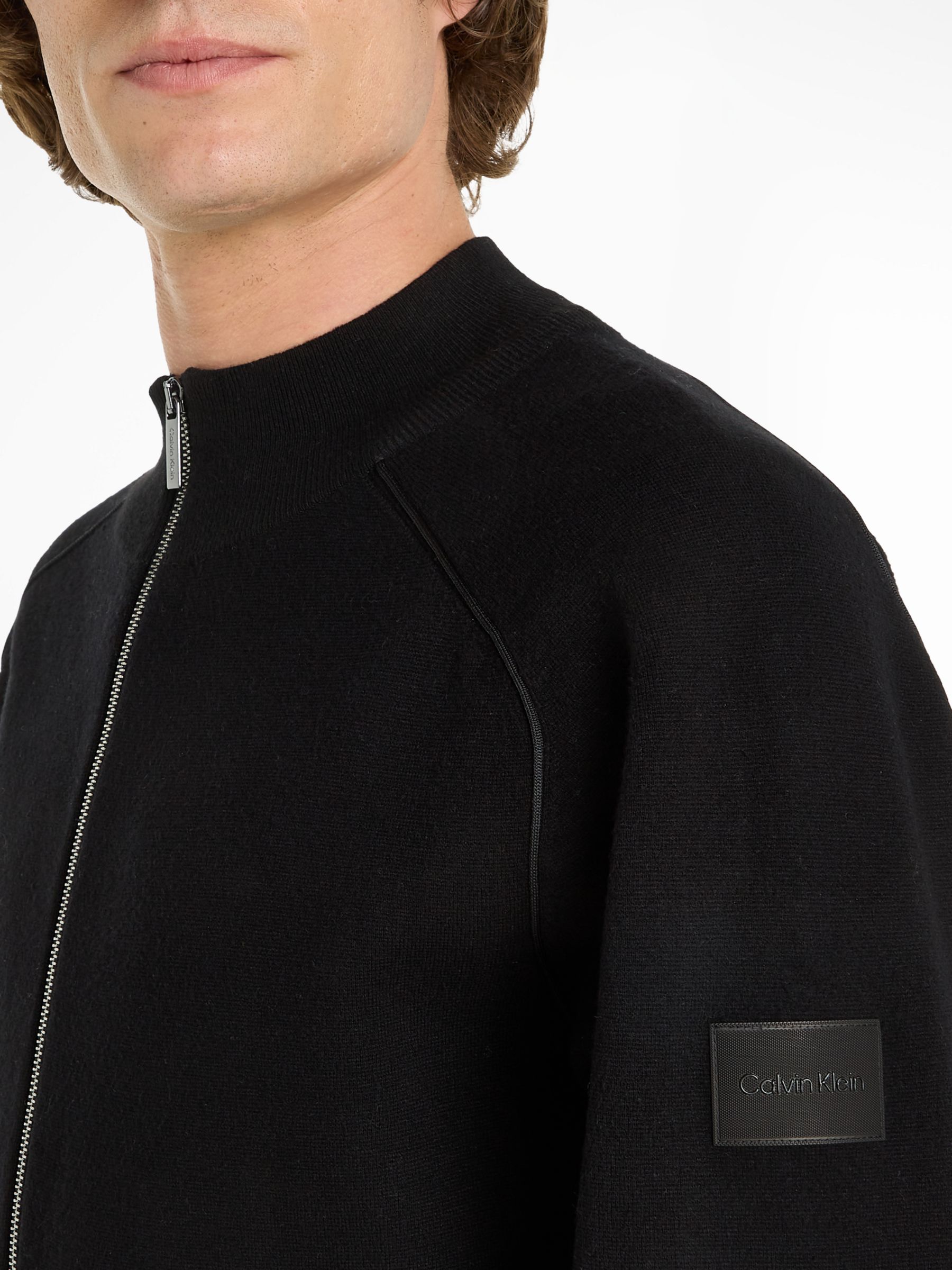 Calvin Klein Milano Stitch Zip Jumper, Black, M