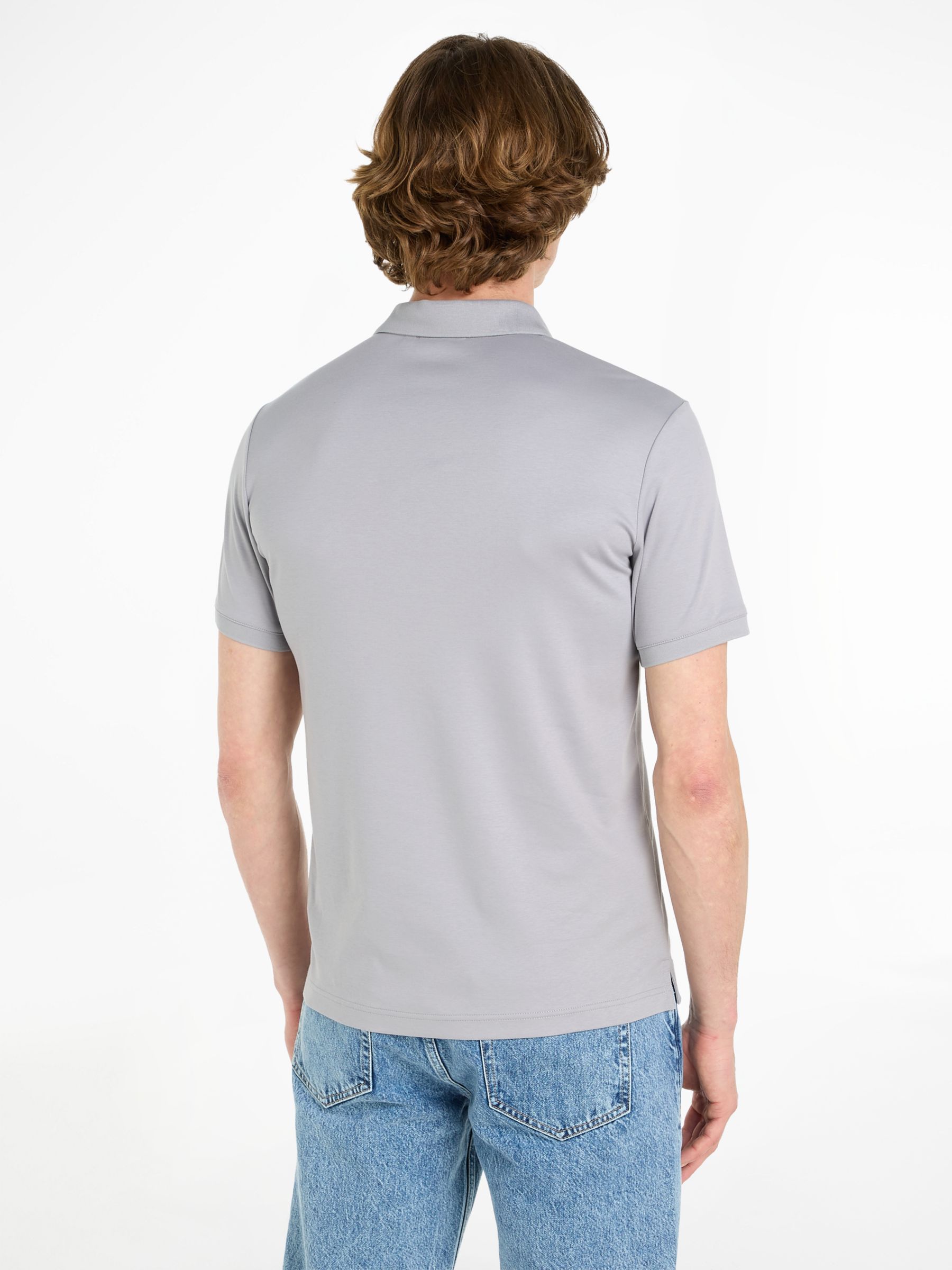 Calvin Klein Slim Cotton Polo Shirt, Silver, L