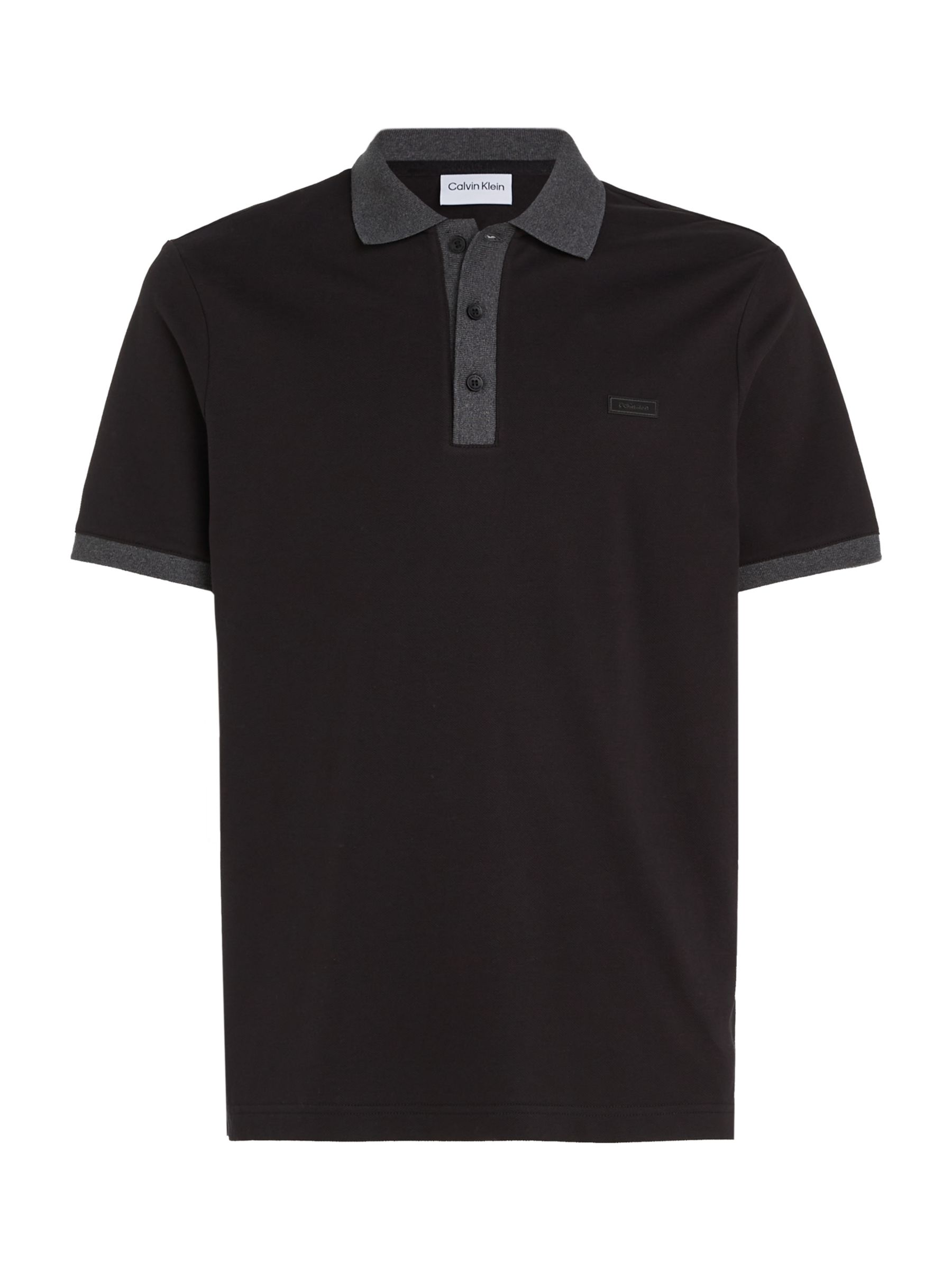 Buy Calvin Klein Heather Placket Short Sleeve Polo Shirt, Black Online at johnlewis.com