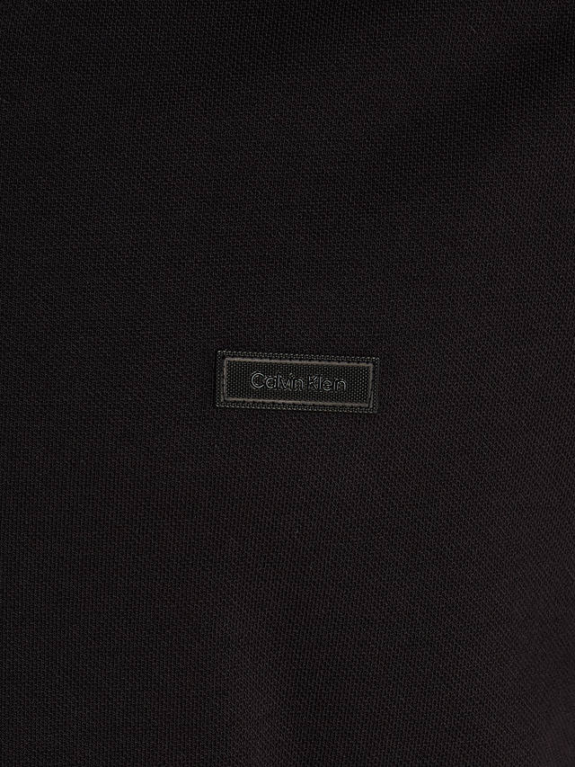 Calvin Klein Heather Placket Short Sleeve Polo Shirt, Black
