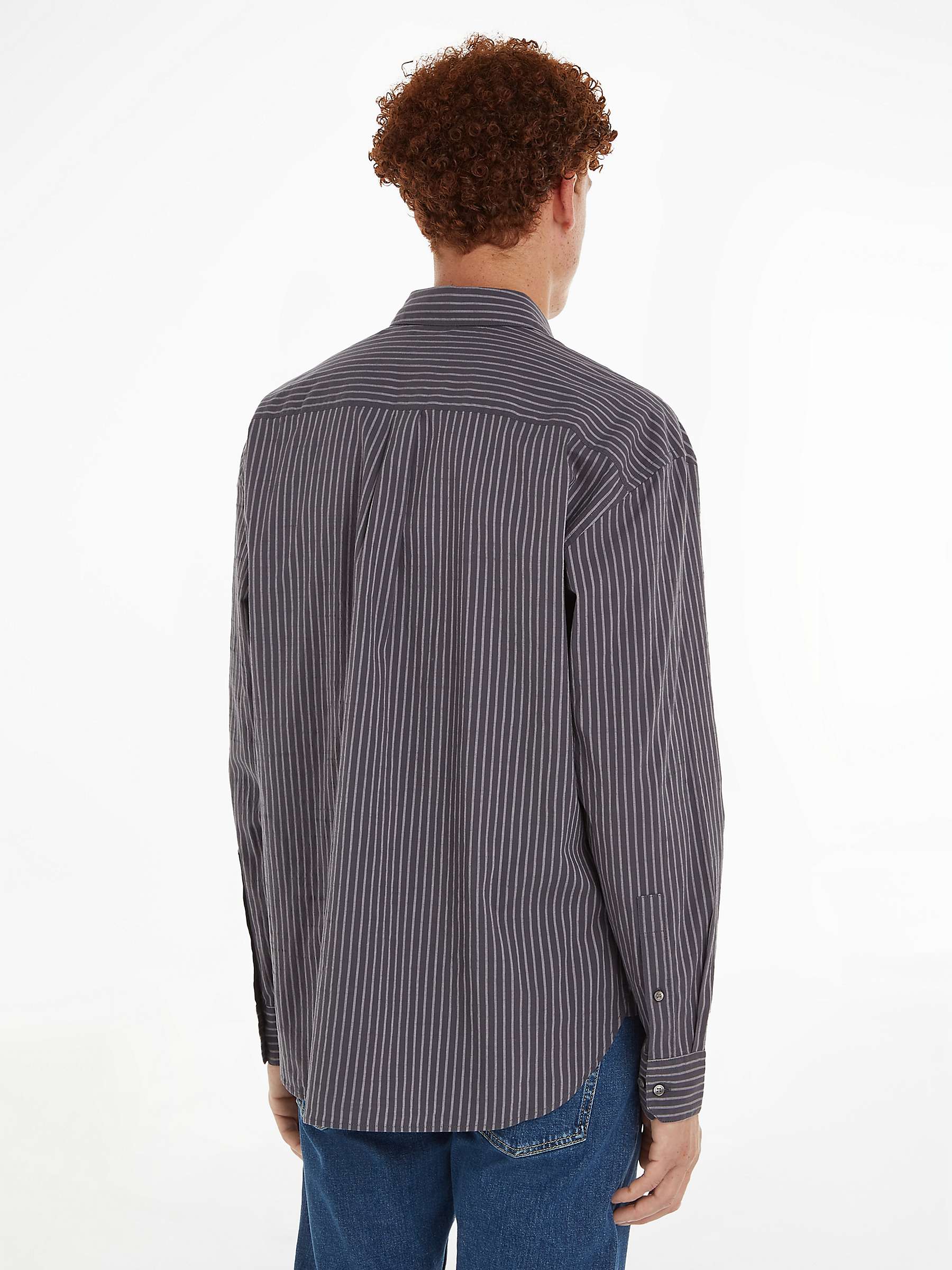 Buy Calvin Klein Stretch Stripe Long Sleeve Shirt, Grey Online at johnlewis.com