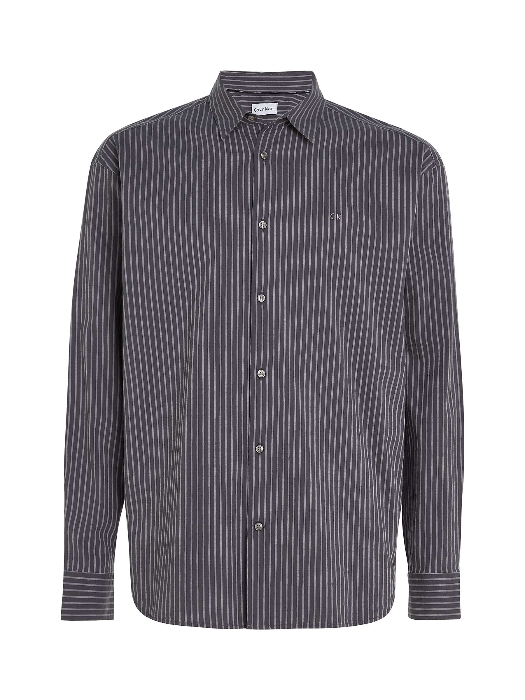 Buy Calvin Klein Stretch Stripe Long Sleeve Shirt, Grey Online at johnlewis.com