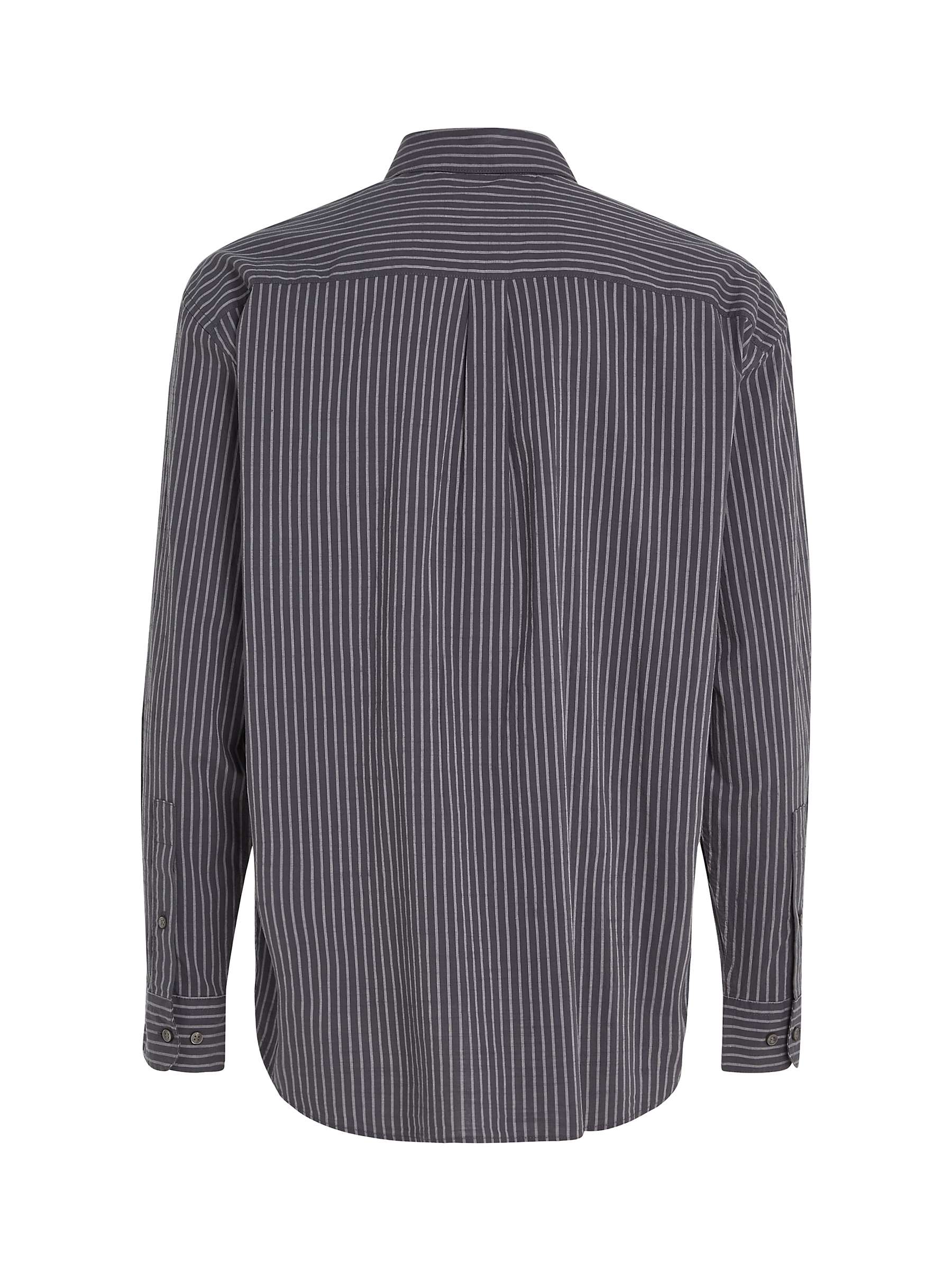 Calvin Klein Stretch Stripe Long Sleeve Shirt, Grey at John Lewis ...