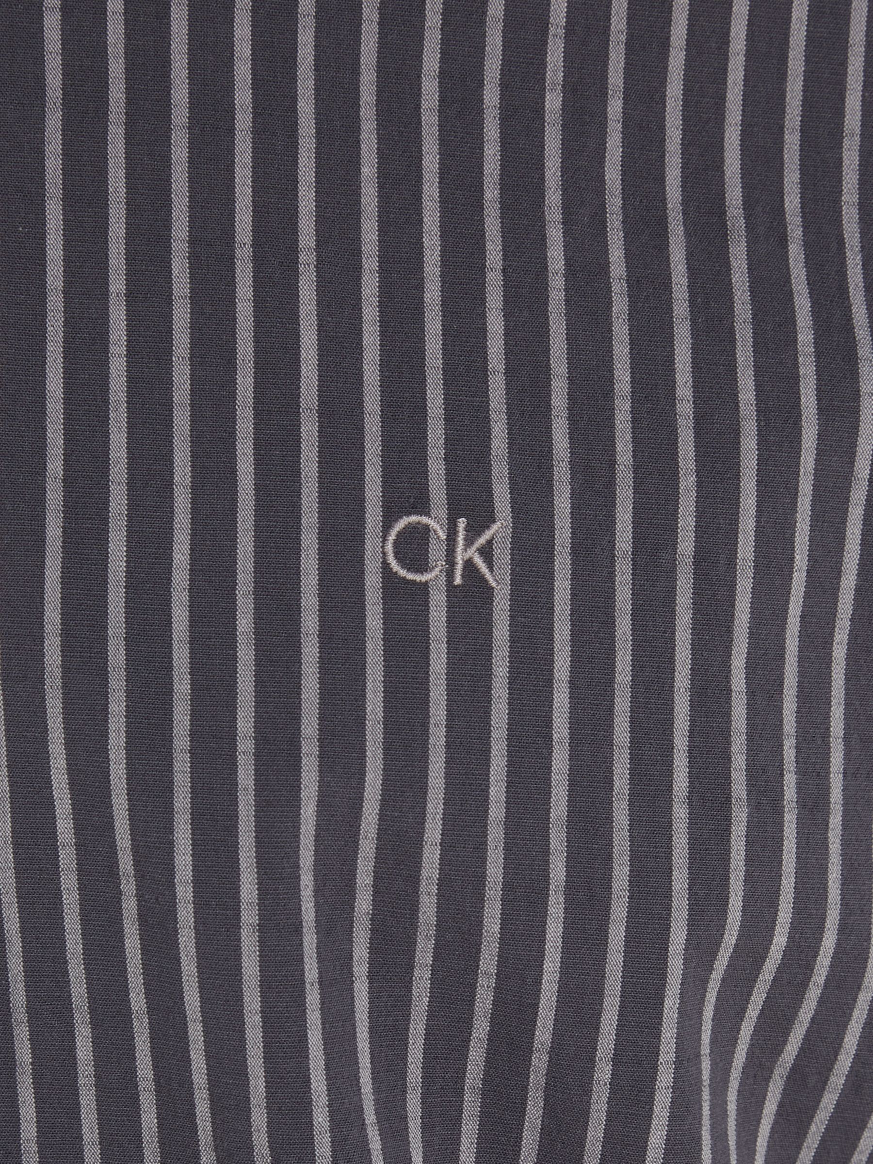 Calvin Klein Stretch Stripe Long Sleeve Shirt, Grey, S