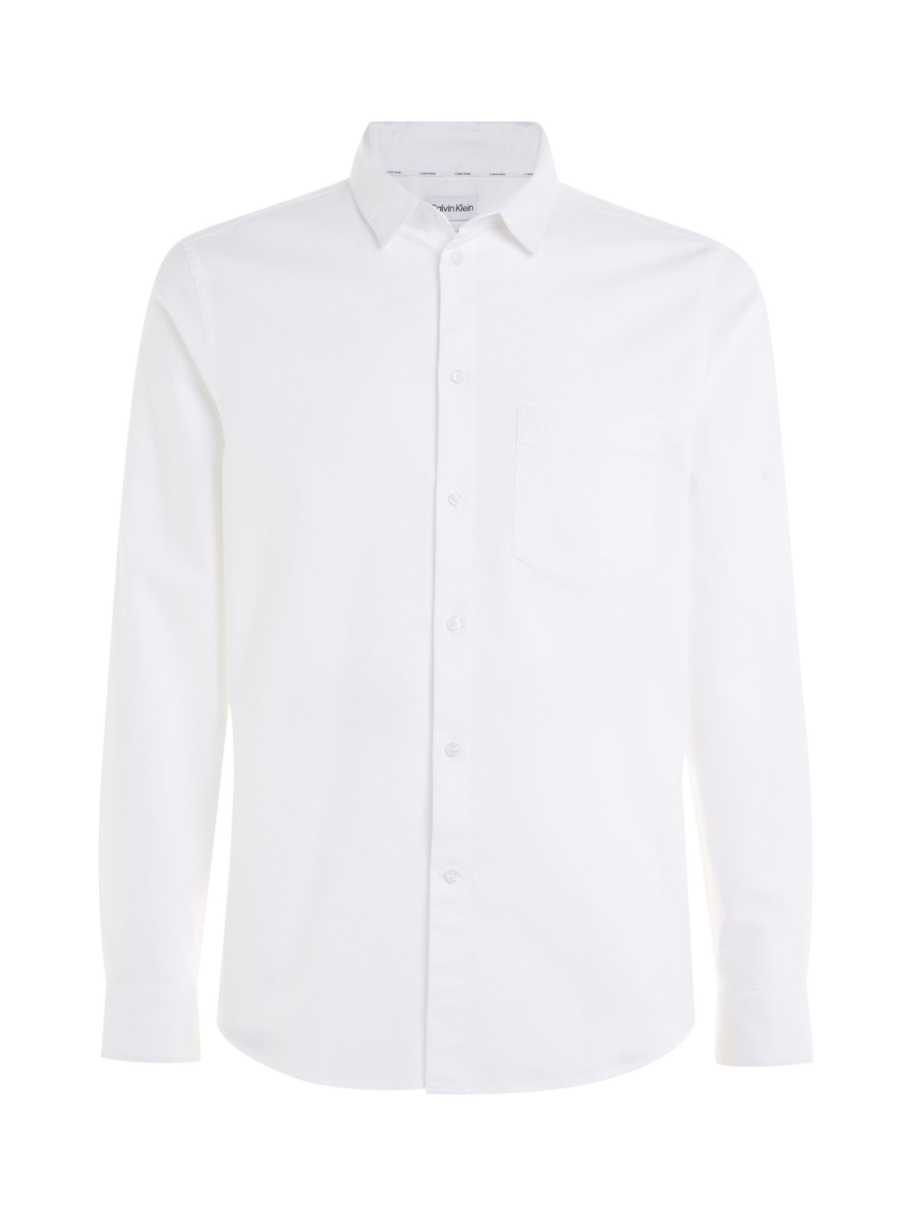 Calvin Klein Stretch Oxford Long Sleeve Shirt, White at John Lewis ...