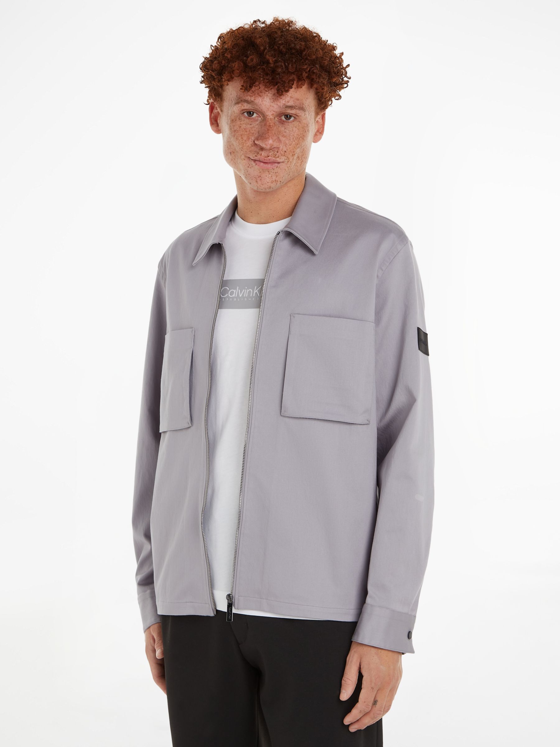 Buy Calvin Klein 3D Pocket Overshirt, Silver Online at johnlewis.com