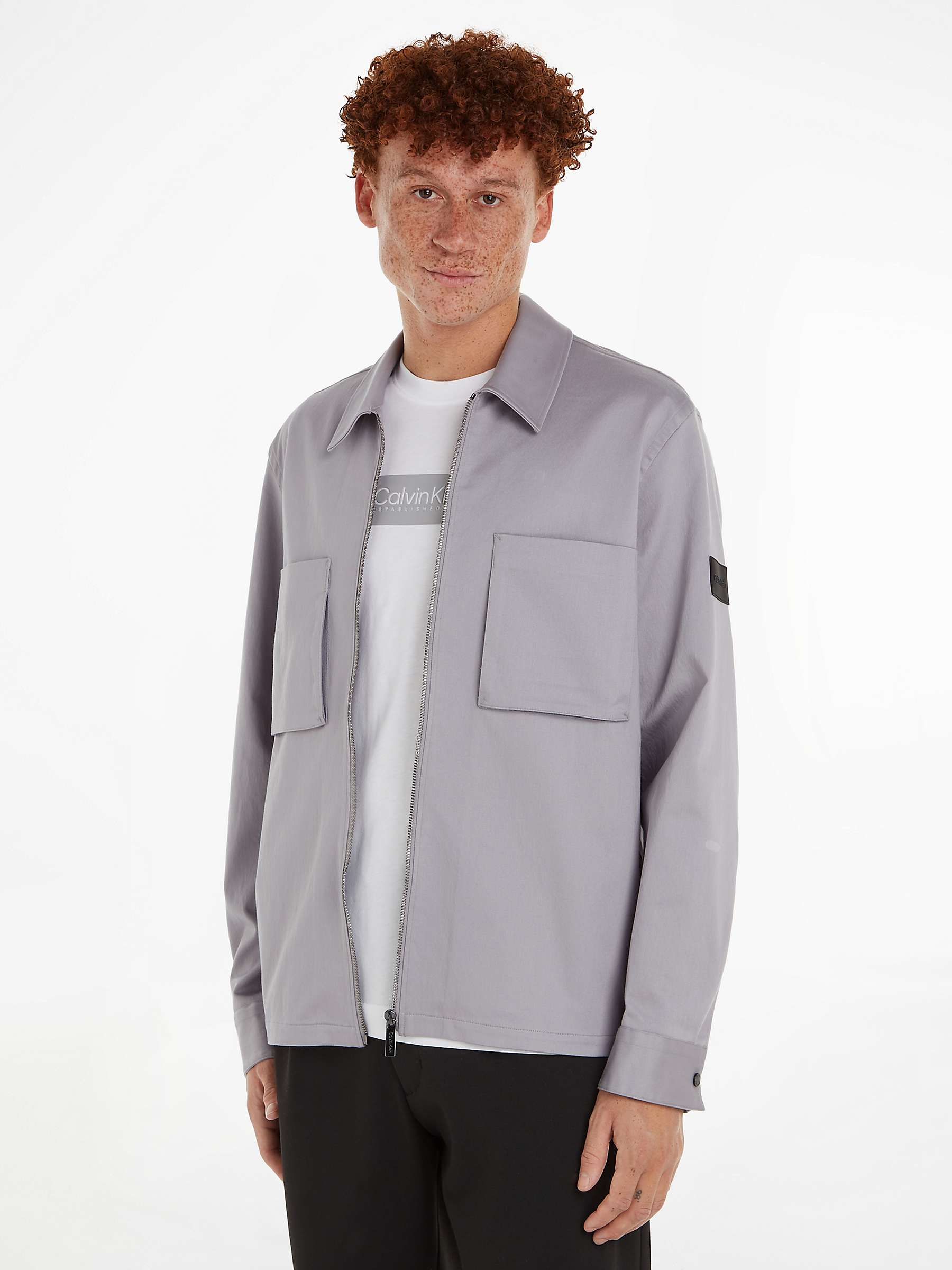 Buy Calvin Klein 3D Pocket Overshirt, Silver Online at johnlewis.com