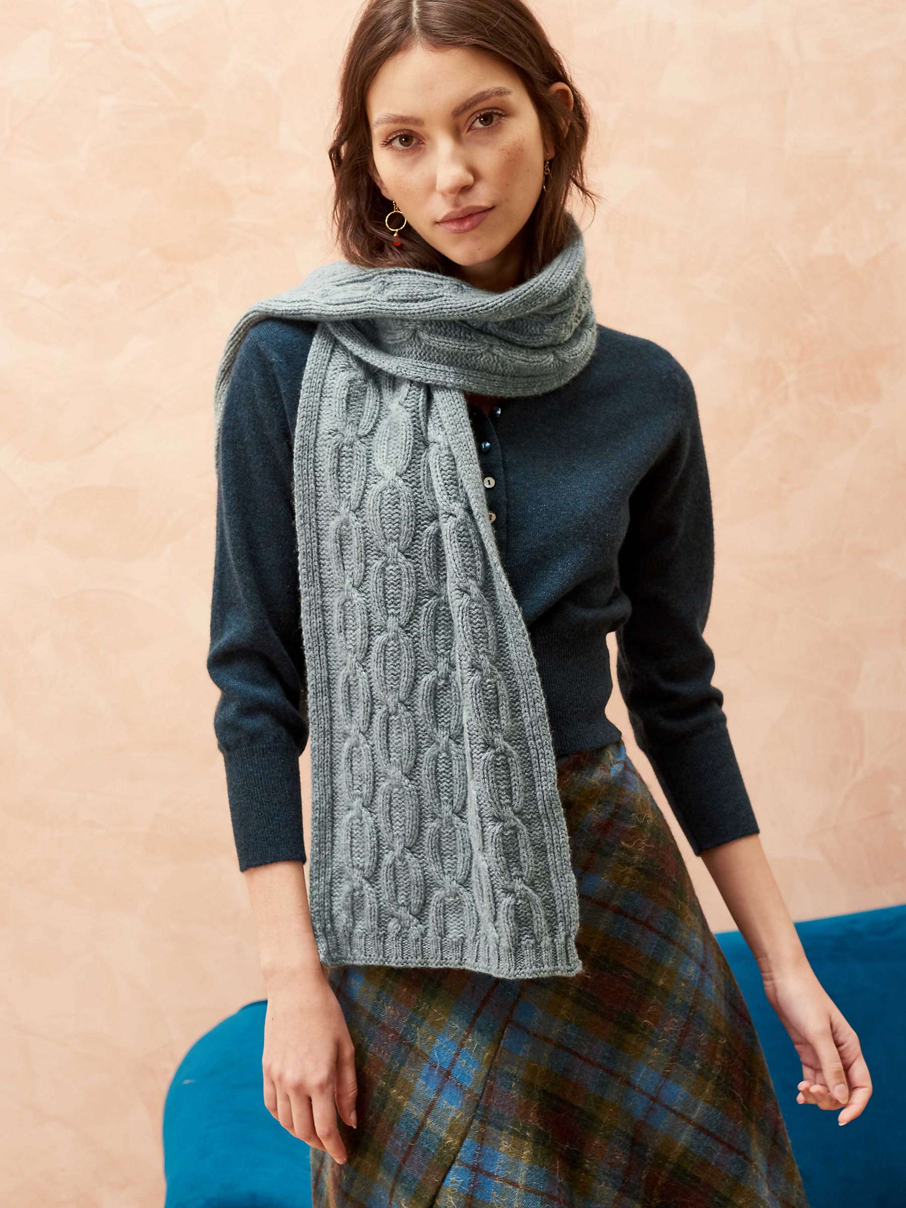 Buy Brora Cashmere Cable Scarf Online at johnlewis.com