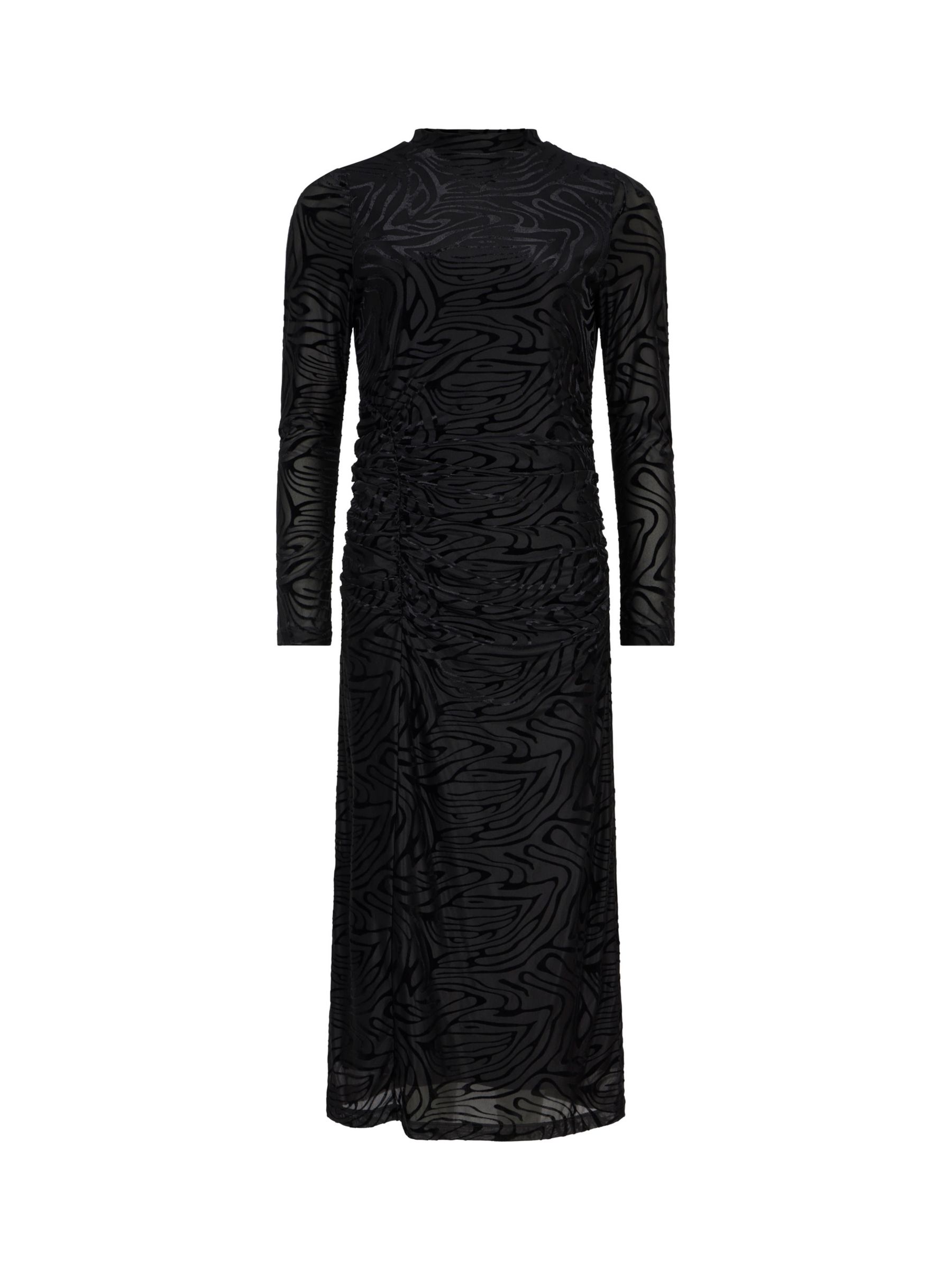 Mint Velvet Devore Velvet Midi Dress, Black at John Lewis & Partners