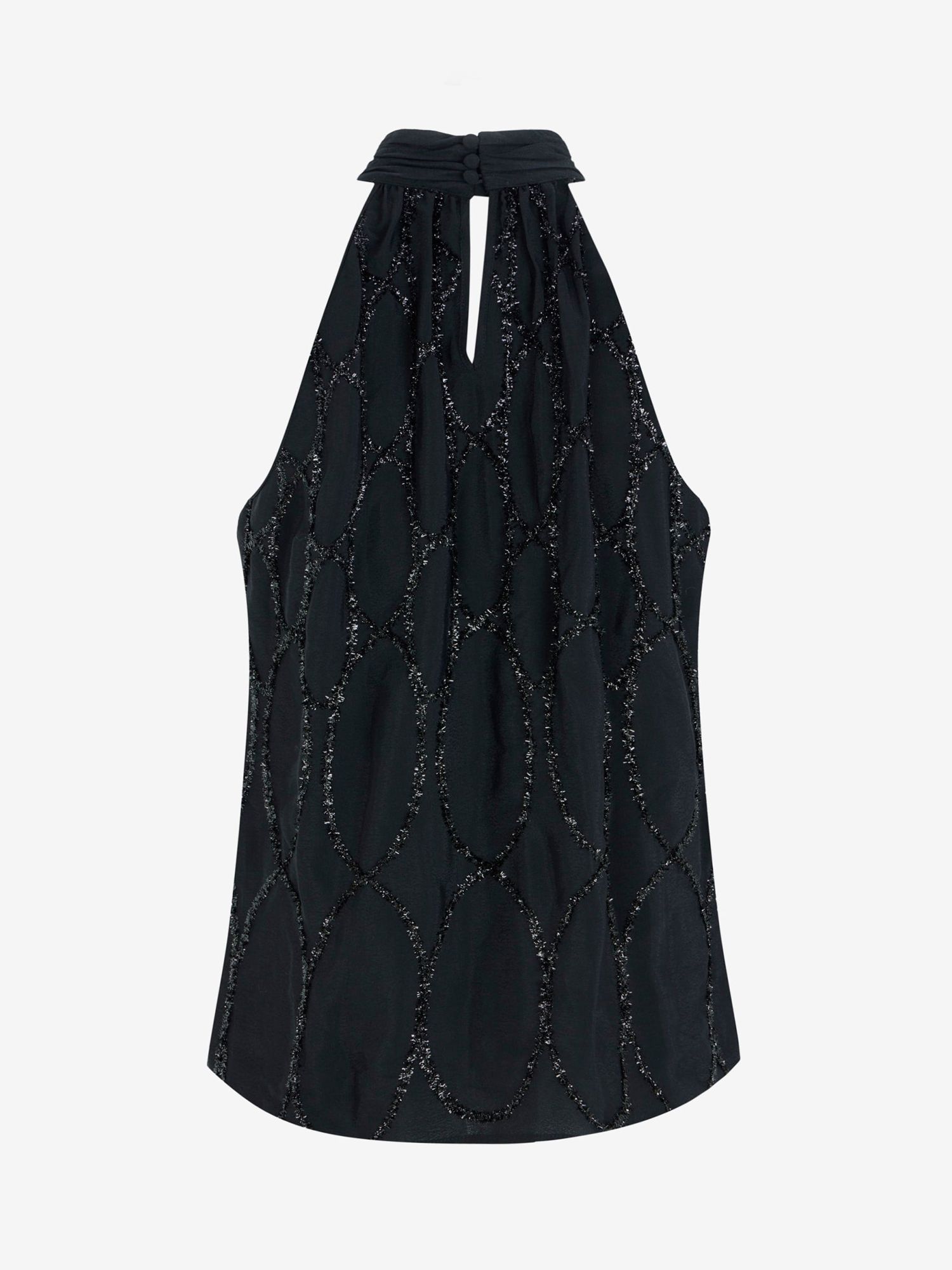 Mint Velvet Metallic Halter Top, Black at John Lewis & Partners