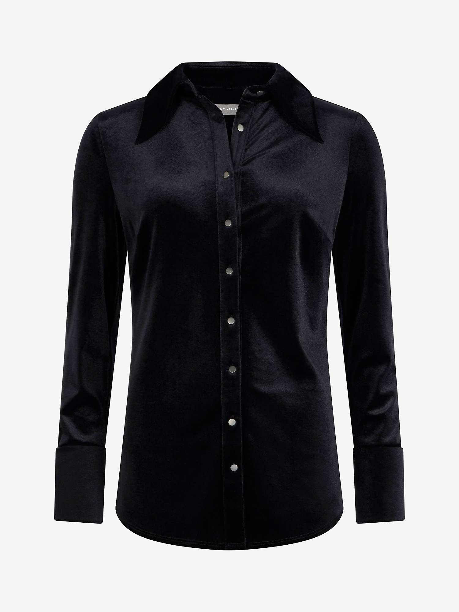 Mint Velvet Velvet Shirt, Black at John Lewis & Partners