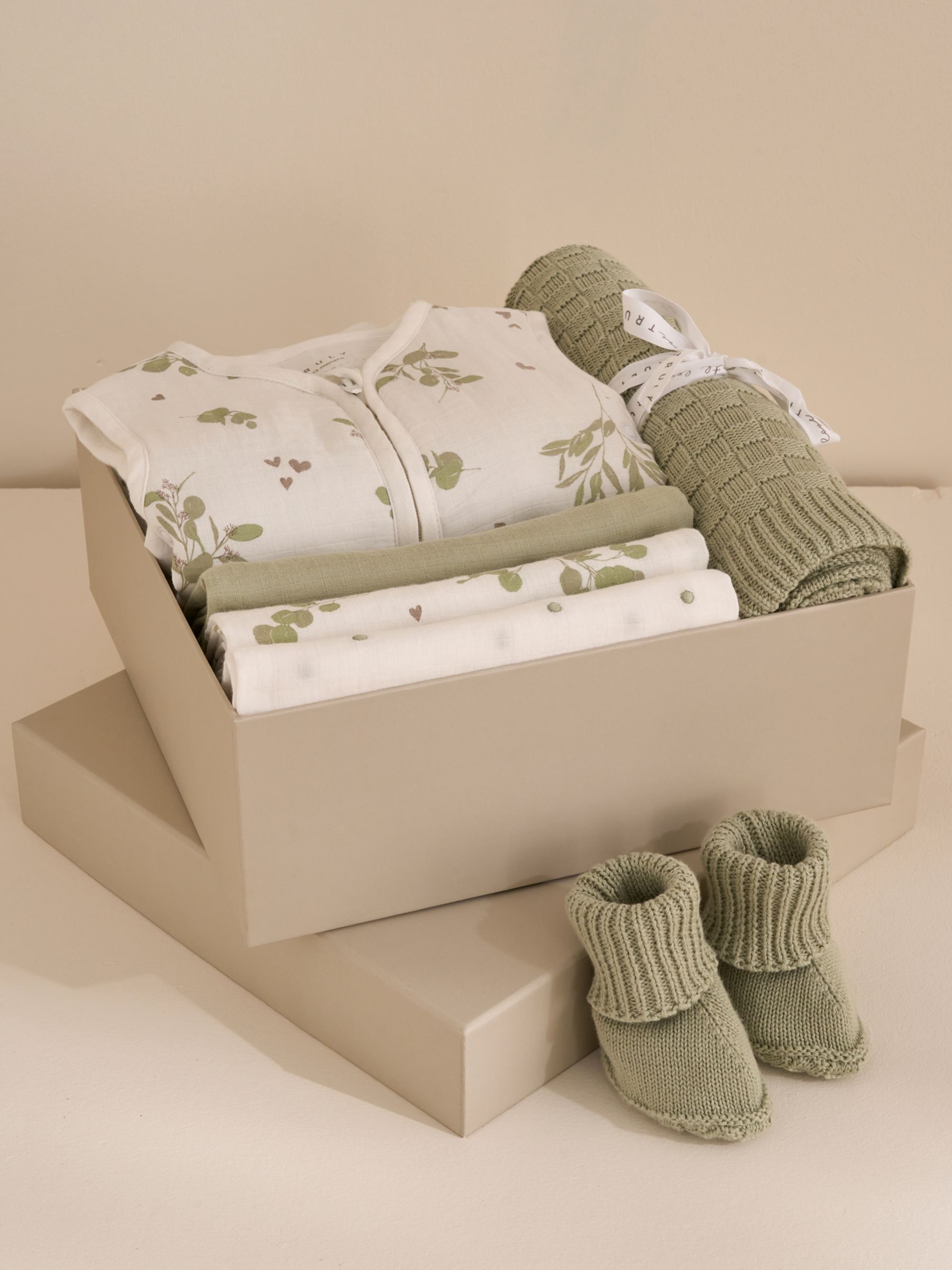 Buy Truly Baby Cotton Knitted Booties, Sage Online at johnlewis.com
