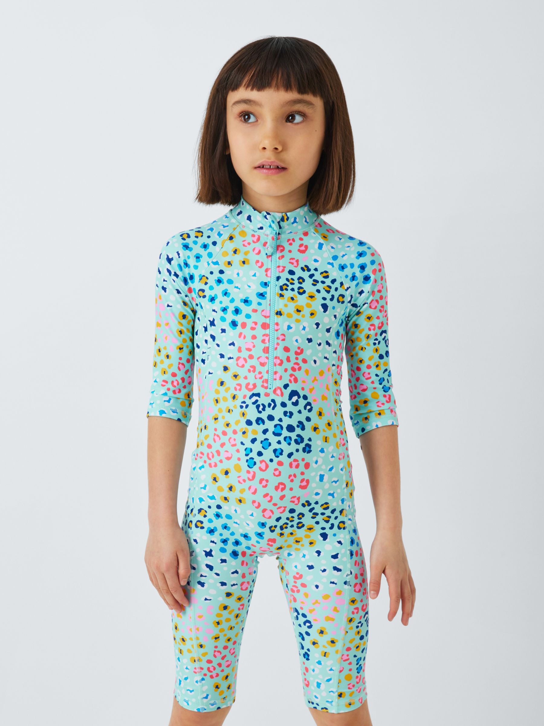 John Lewis Kids' Leopard Print Sunpro Swimsuit, Multi, 7 years